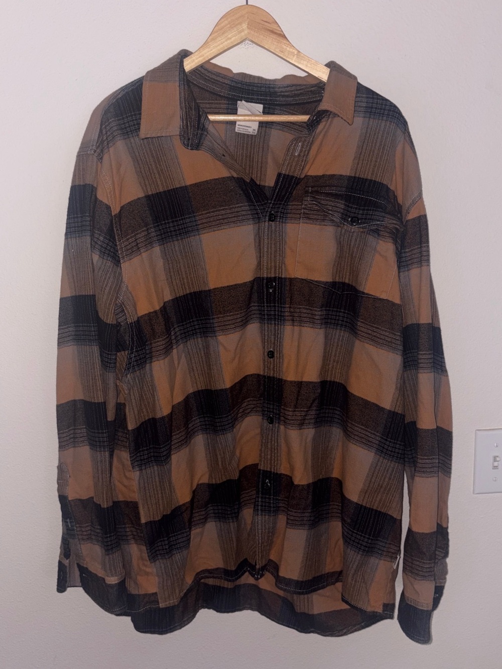 The North Face Brown and Black Plaid Long-Sleeve Button-Up Shirt